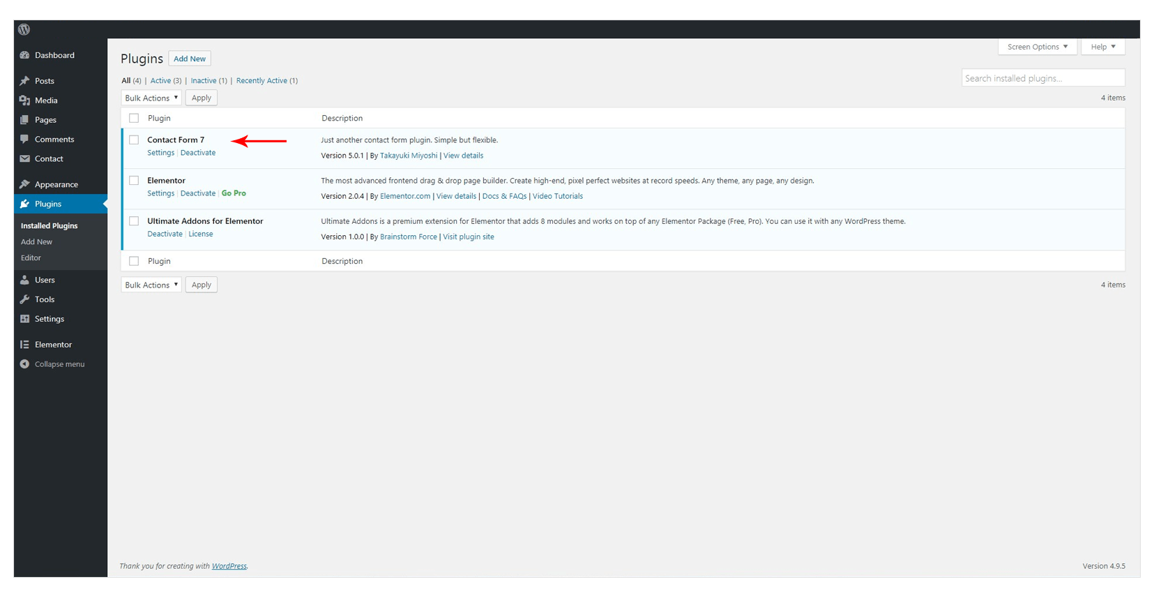 Make sure contact form 7 plugin is installed