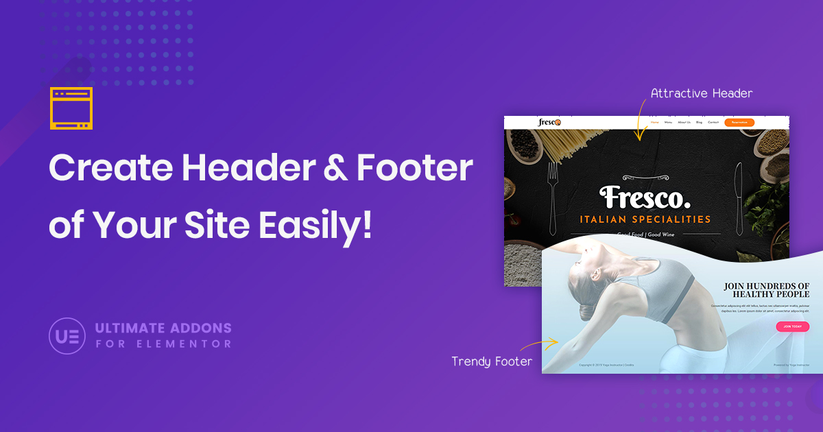 Elementor custom header footer