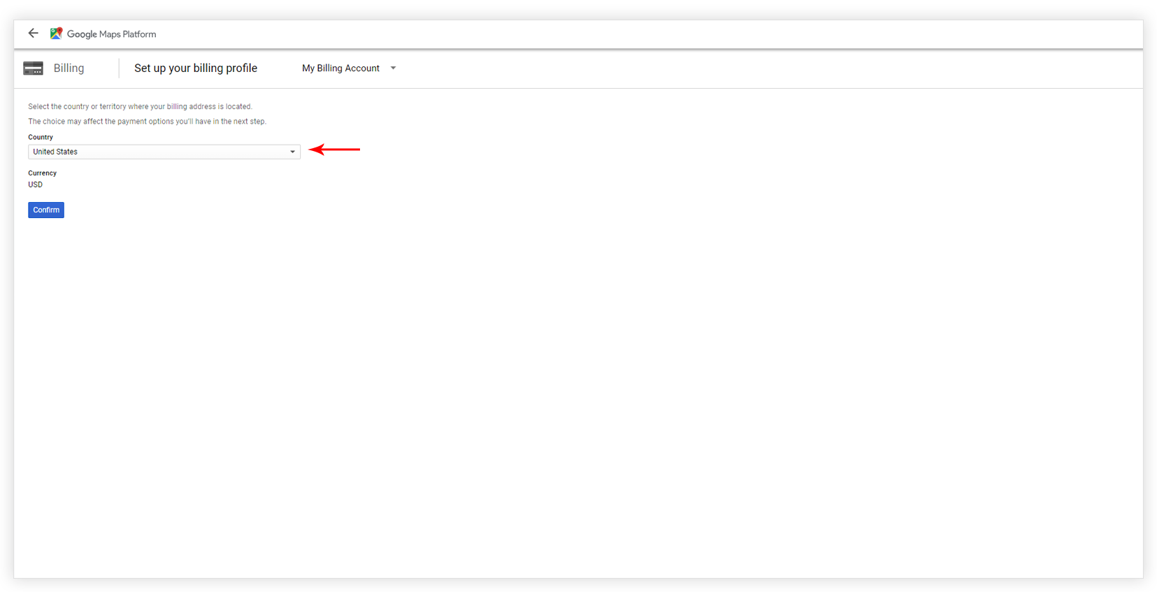 Setup google maps platform billing profile