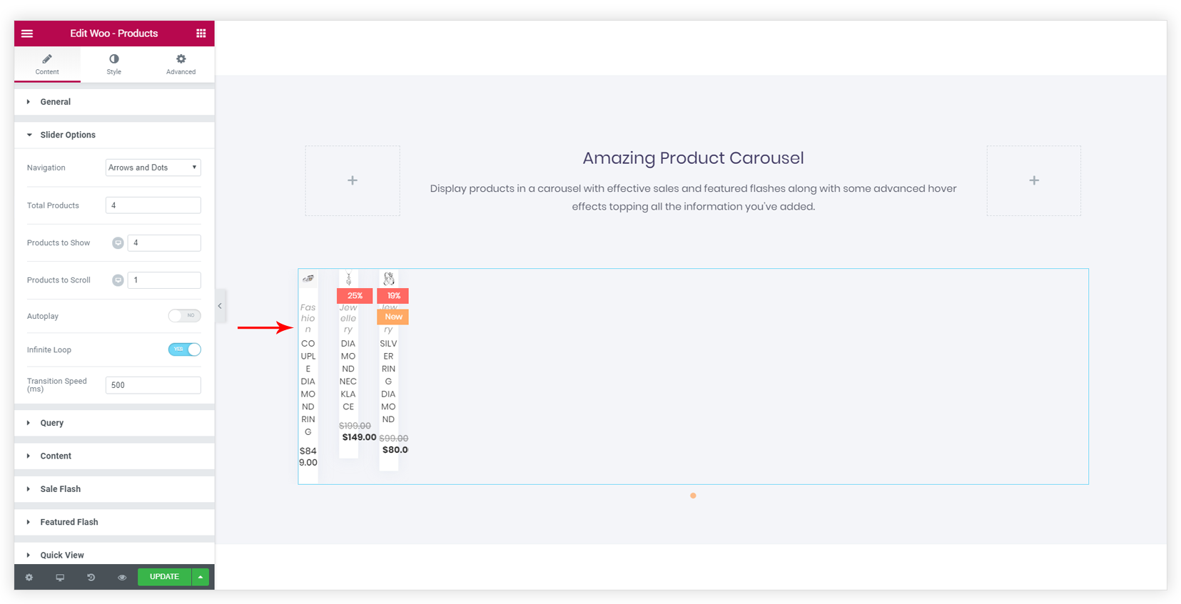 Woo Products Carousel widget issue