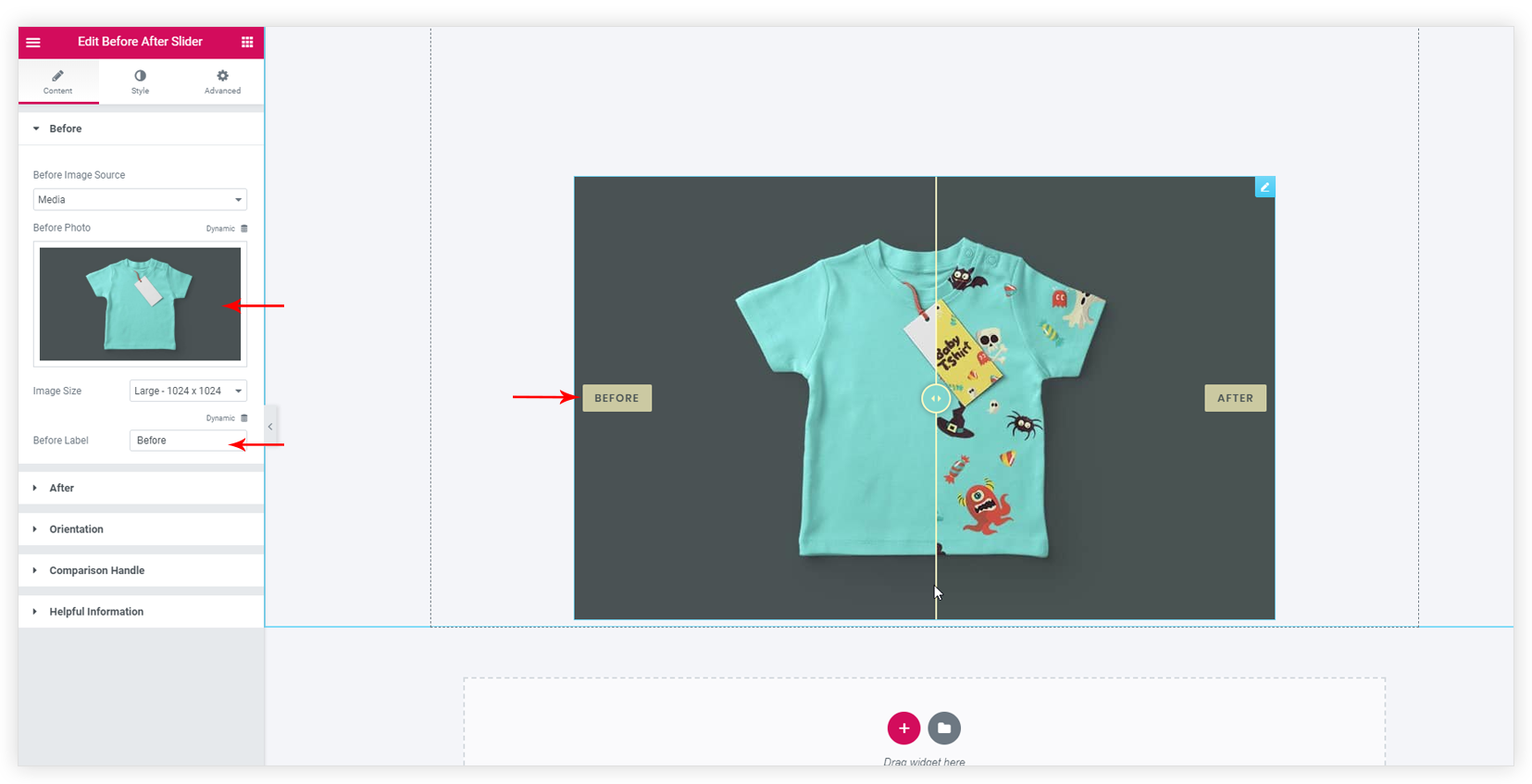 image comparison widget for Elementor