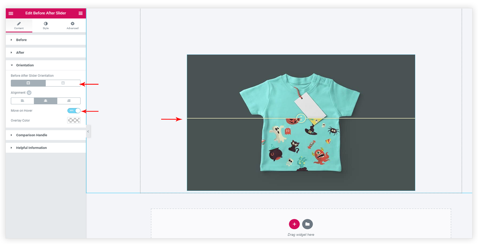 image comparison widget for Elementor
