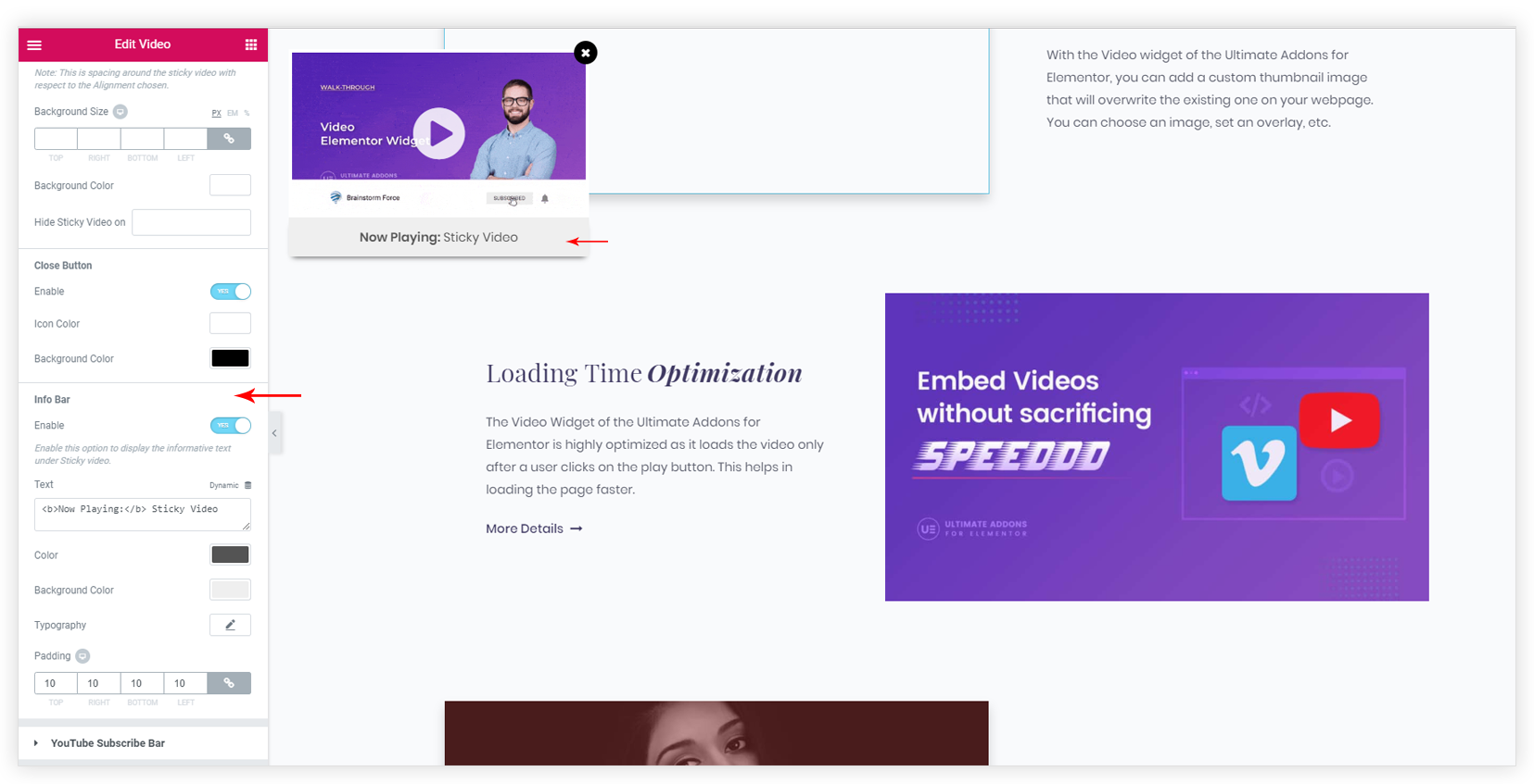 UAE Video info bar
