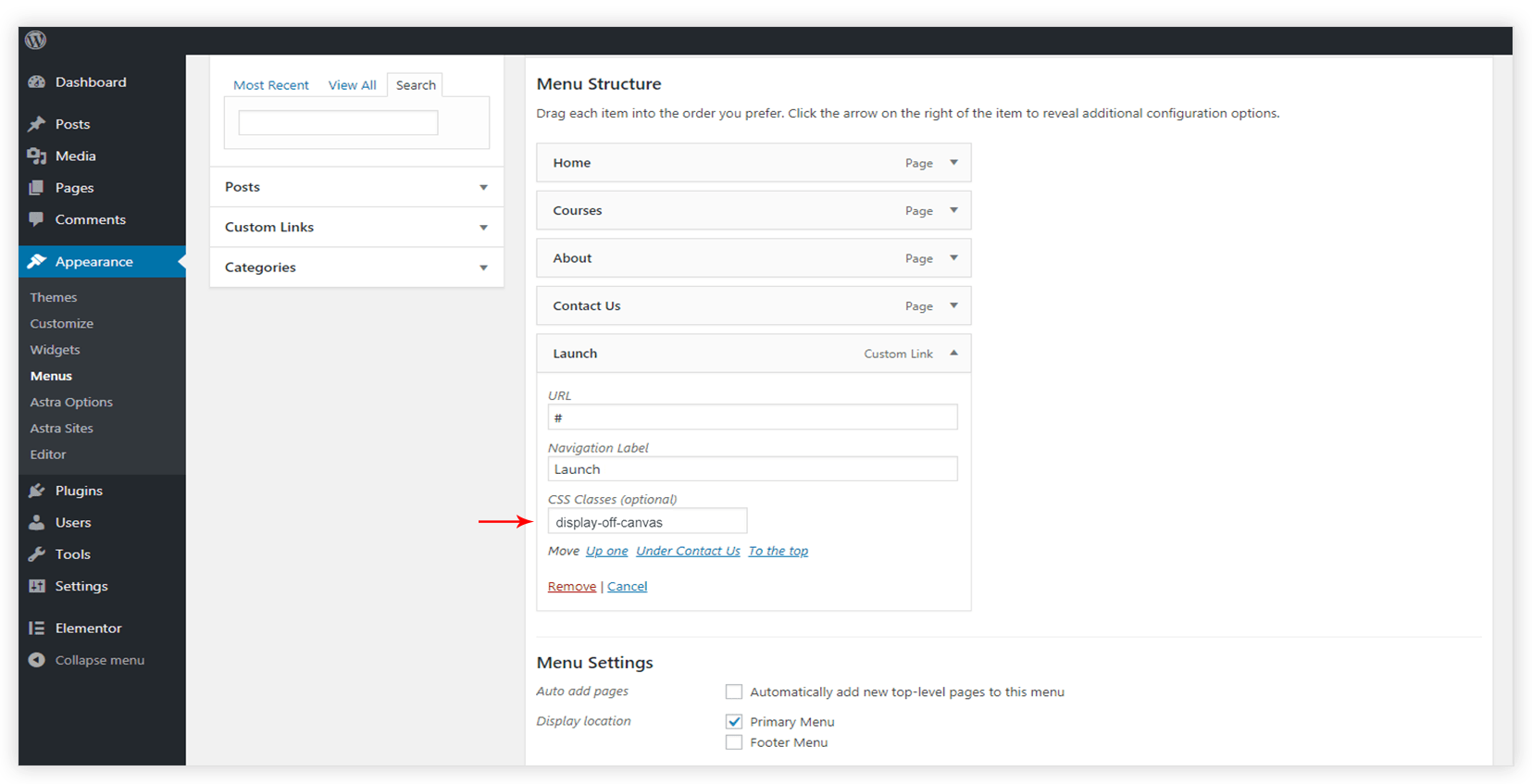 Add css class to WordPress menu item