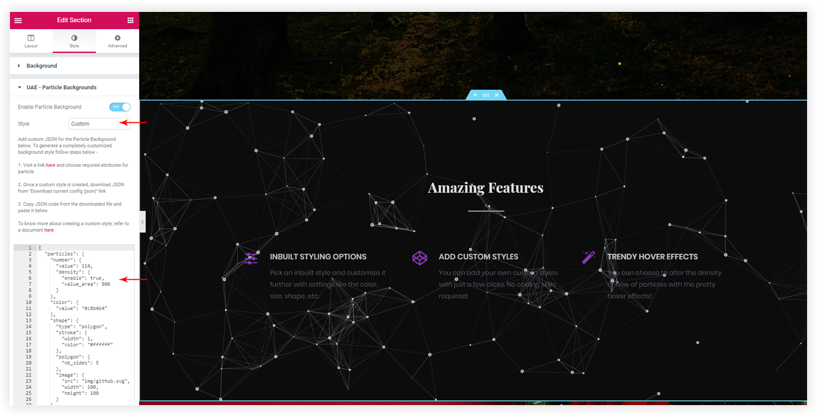 UAE particle background addition