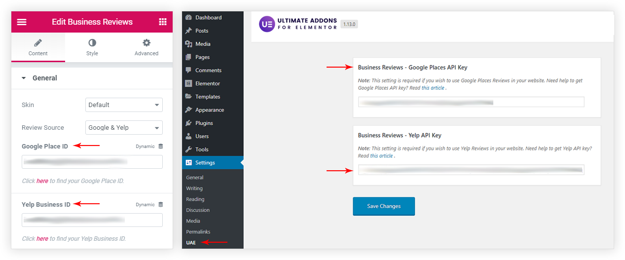 Business Reviews integration with Elementor