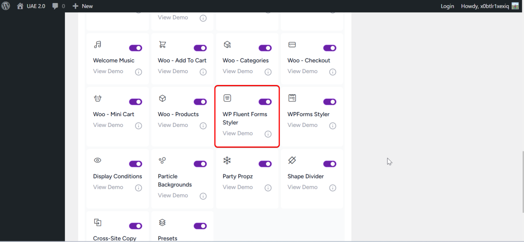 enable UAE WPForms Styler widget
