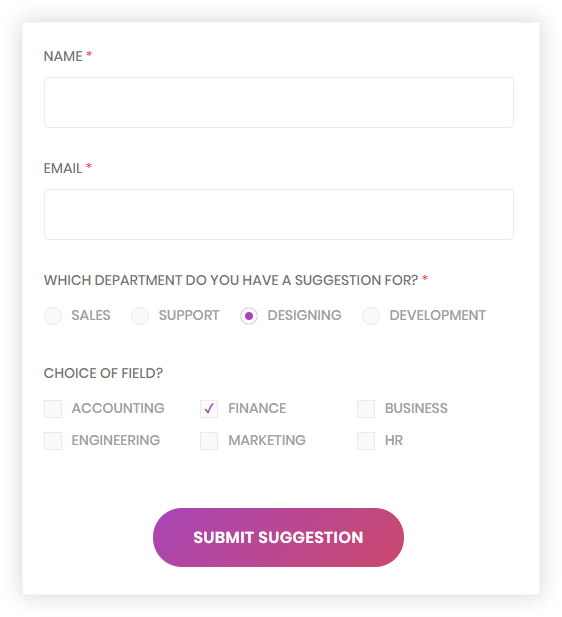 Color Radio & Checkbox design options