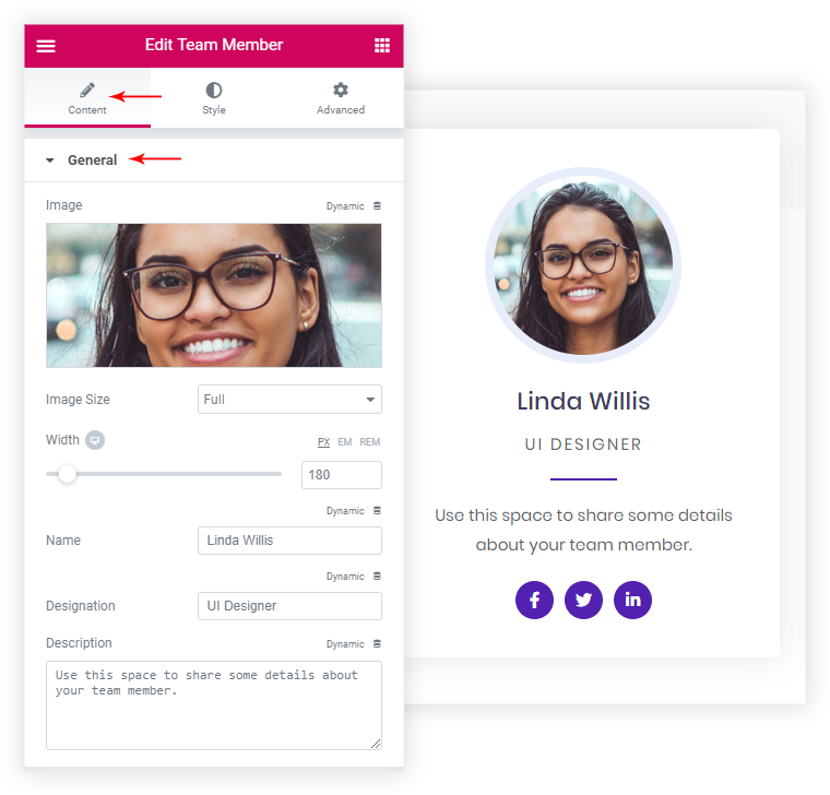Team member elementor widget