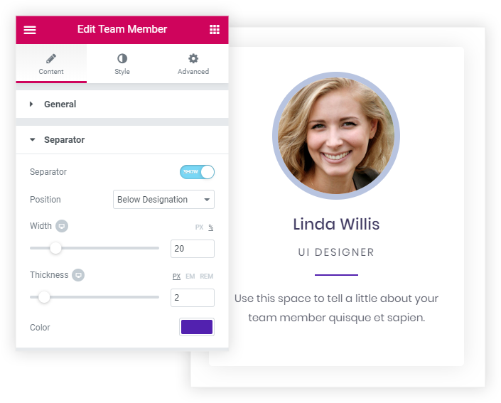 Team member Separator option