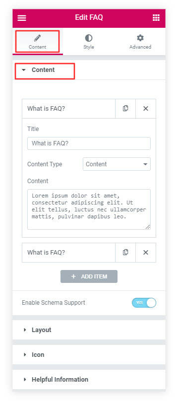 Adding FAQ in Elementor