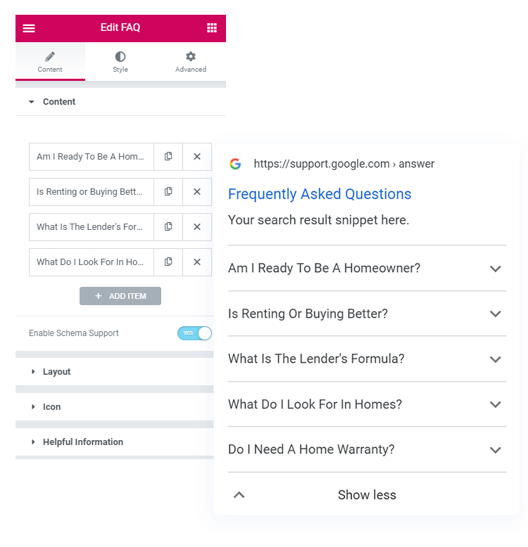 UAE FAQ widget