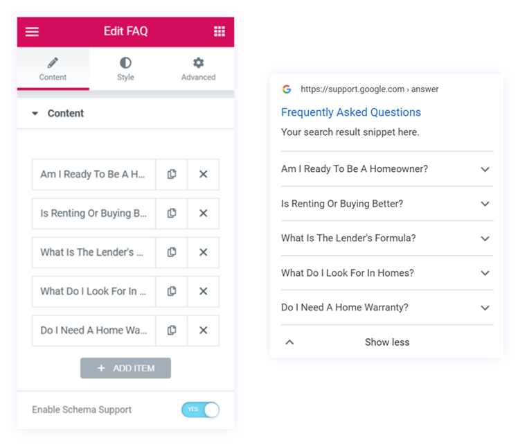 UAE FAQ layout option