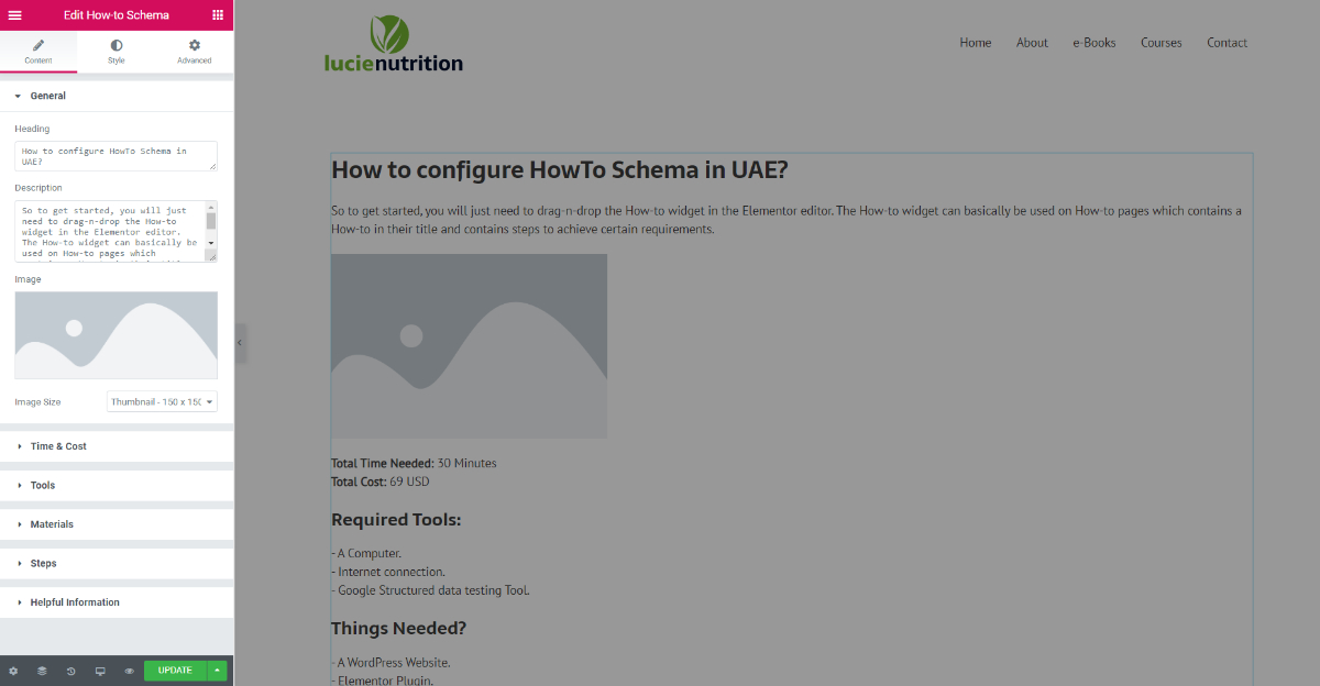 UAE How-to Schema Widget Options