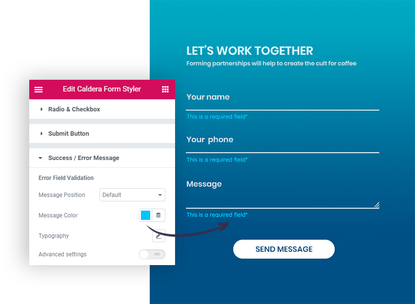Form Message Color Ultimate Elementor