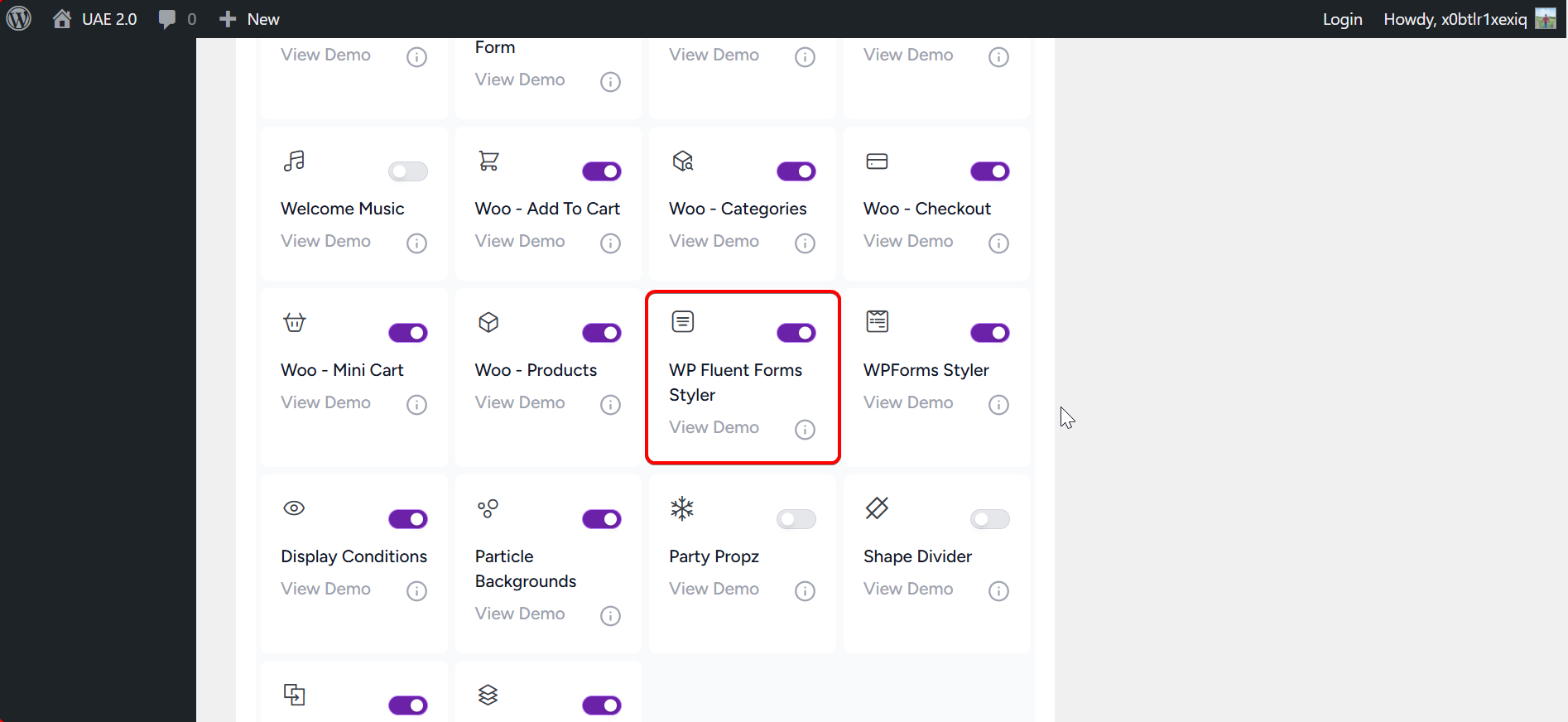 Enable UAE Fluent forms styler