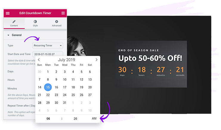 countdown for Elementor