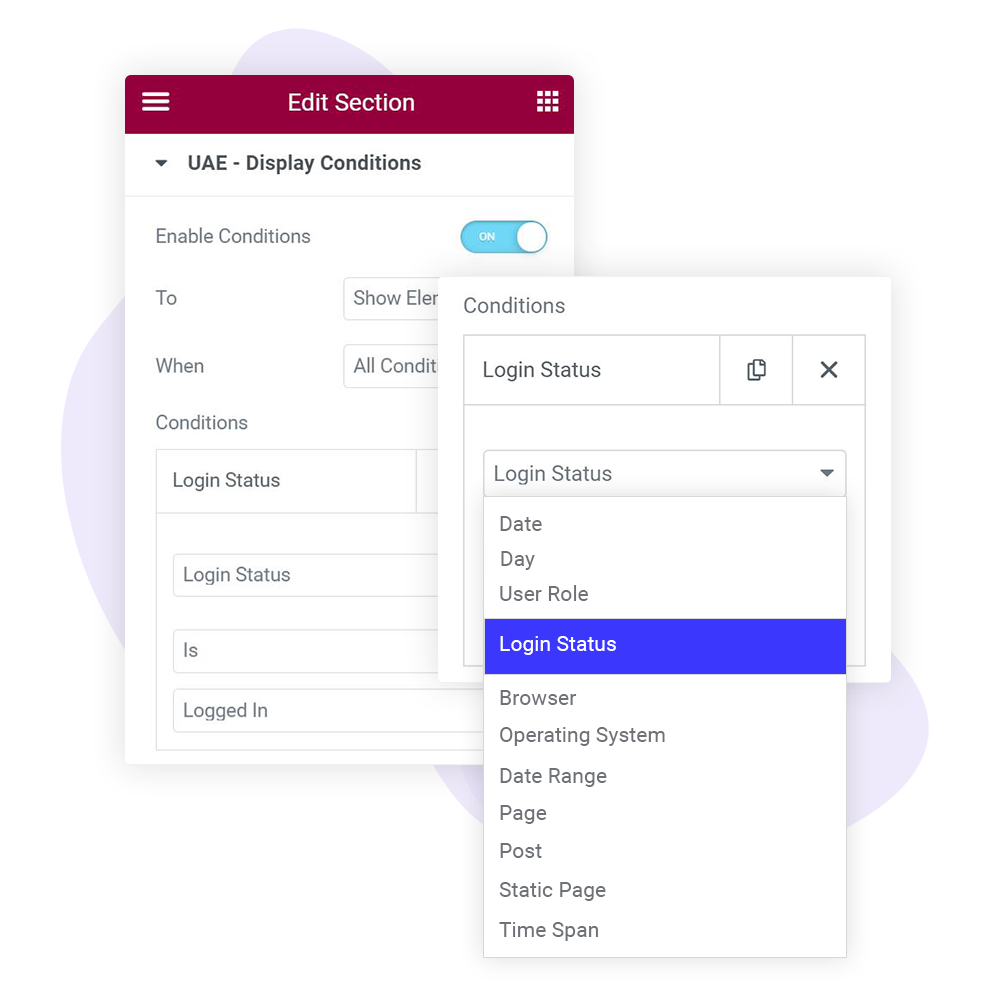 Display Conditions Login Status