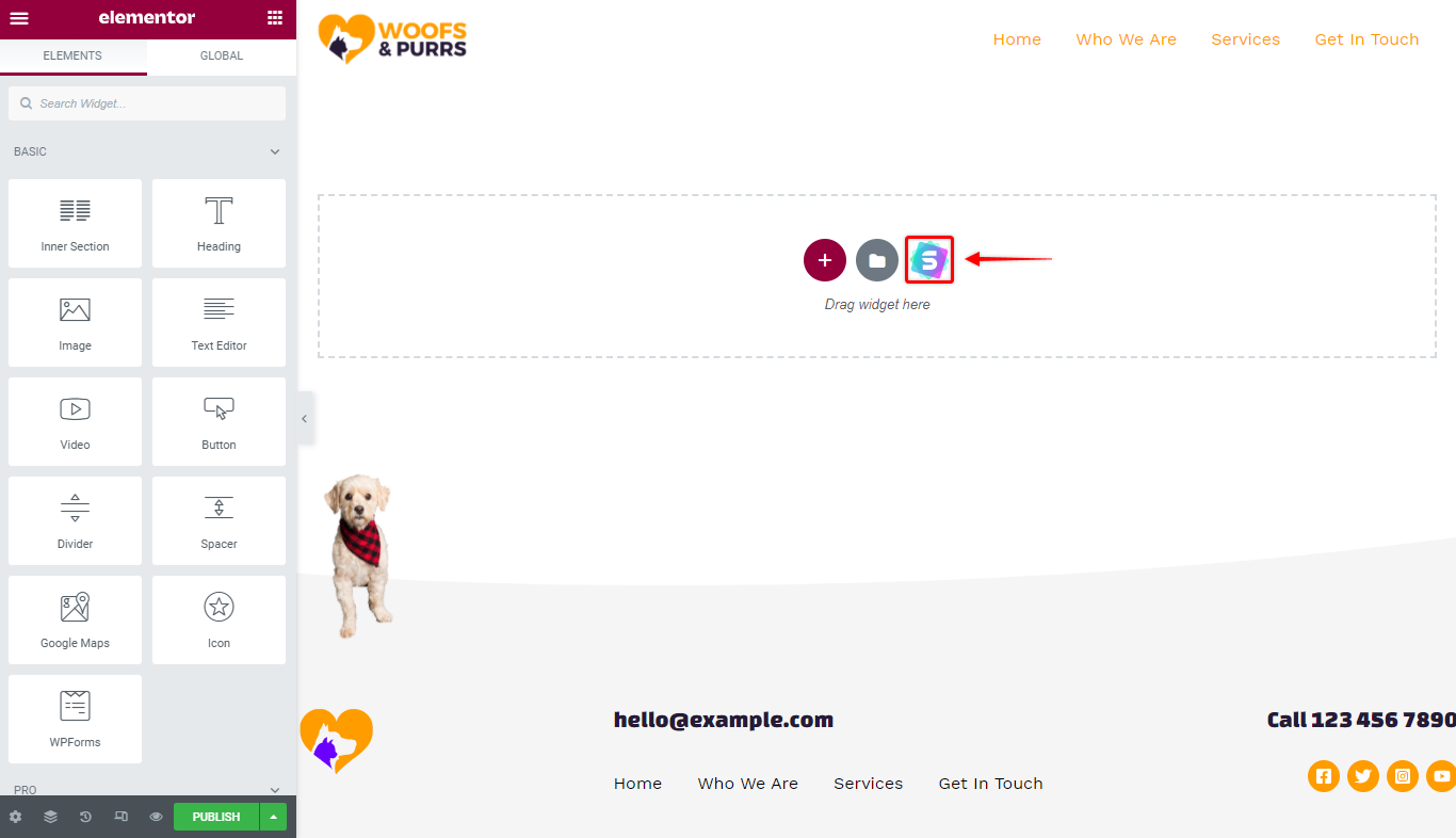 Starter Templates Icon in Elementor
