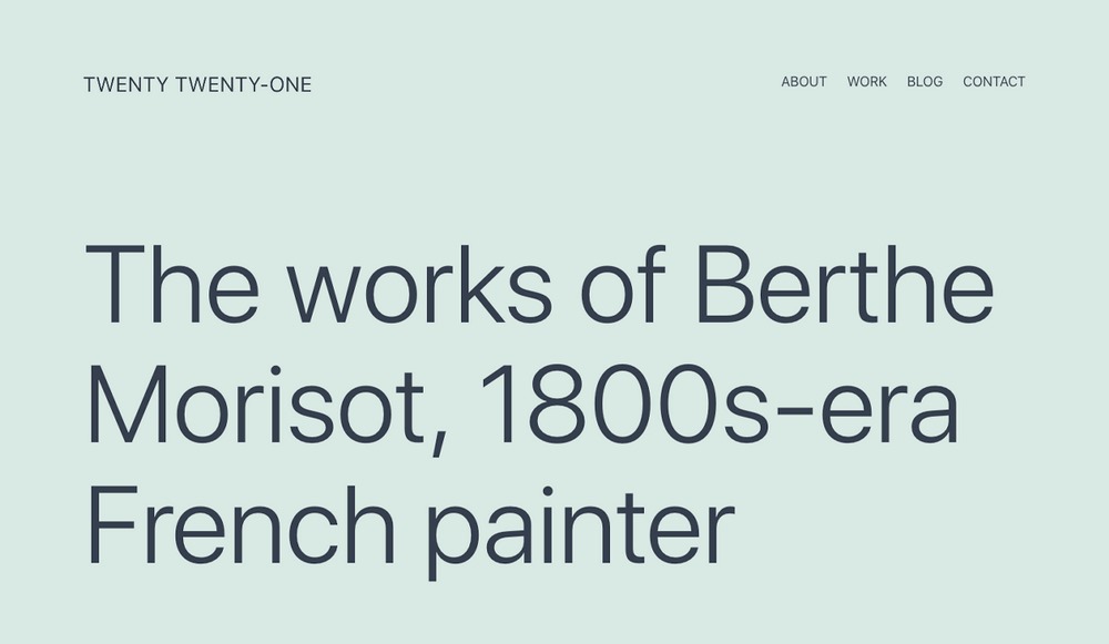 twenty twenty one theme page