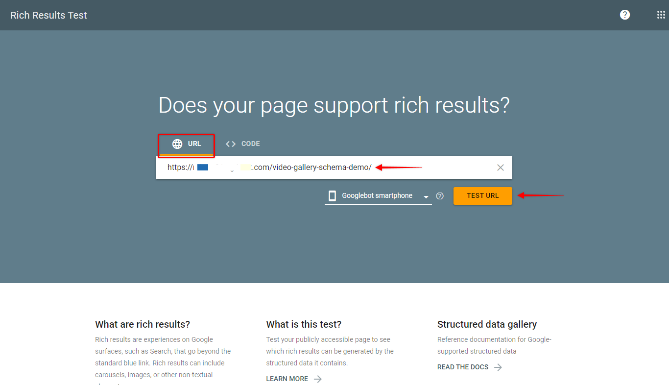 Google's Rich Results URL Test