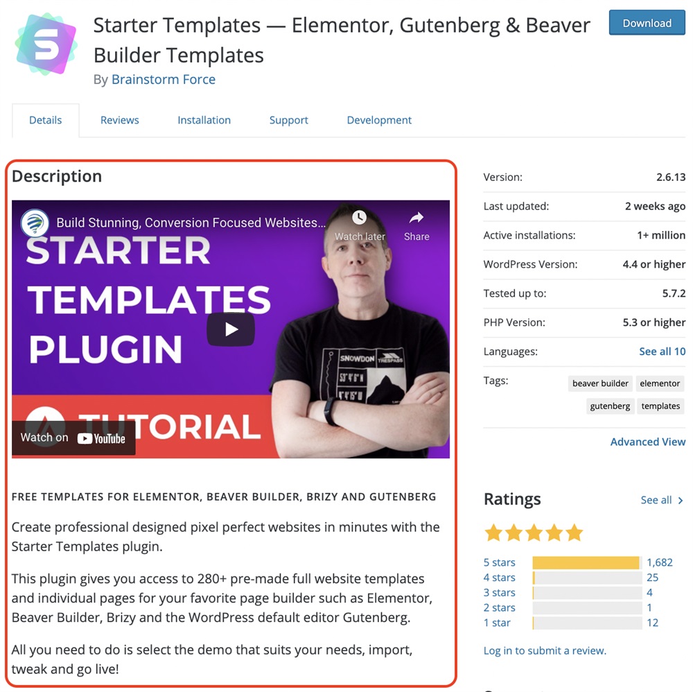 Starter templates description