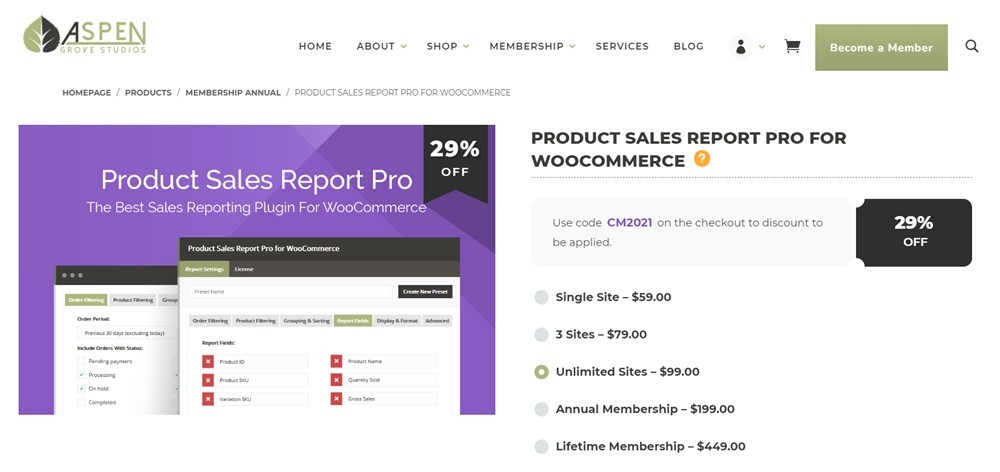 product sales report for woocommerce extension