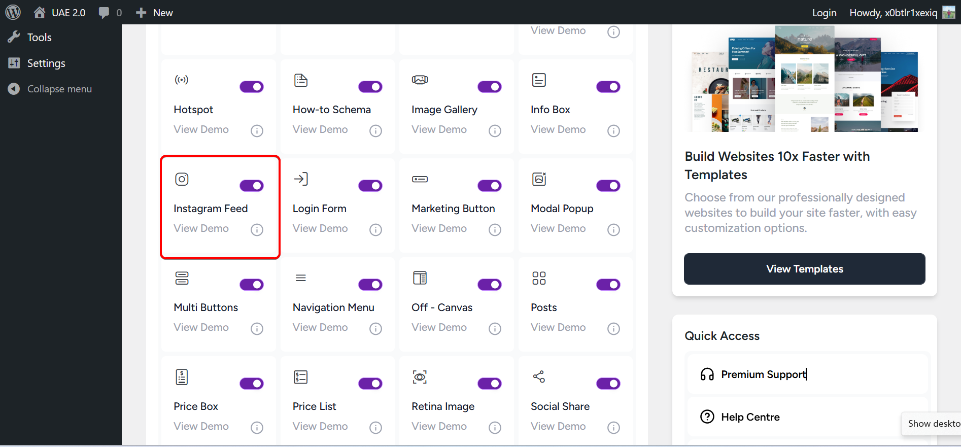 Instagram Feed Widget Settings