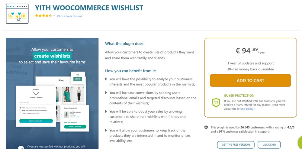 yith woocommerce wishlist plugin