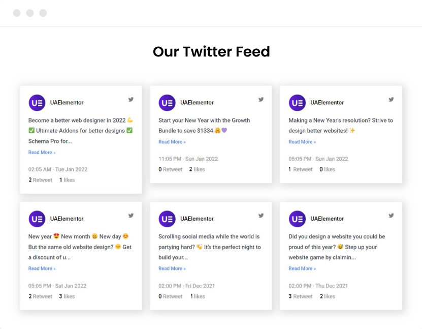 Twitter feed example