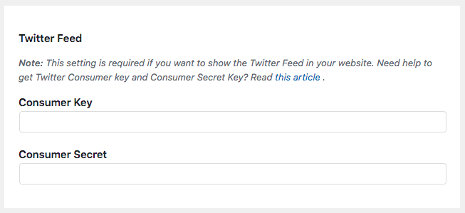 Twitter feed setting