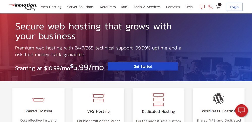InMotion Hosting homepage