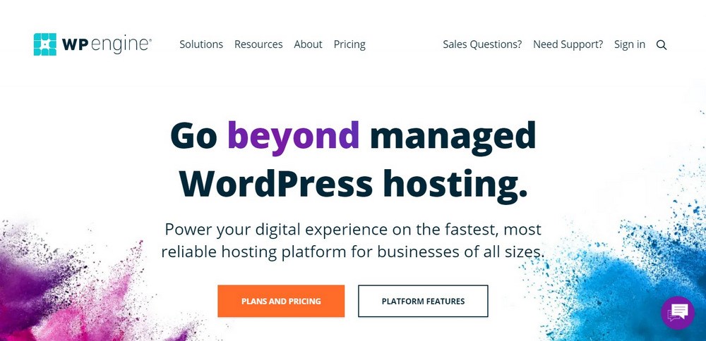 WP Engine hosting homepage
