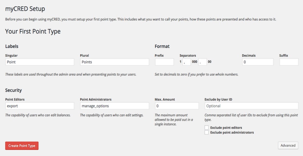 myCred point type