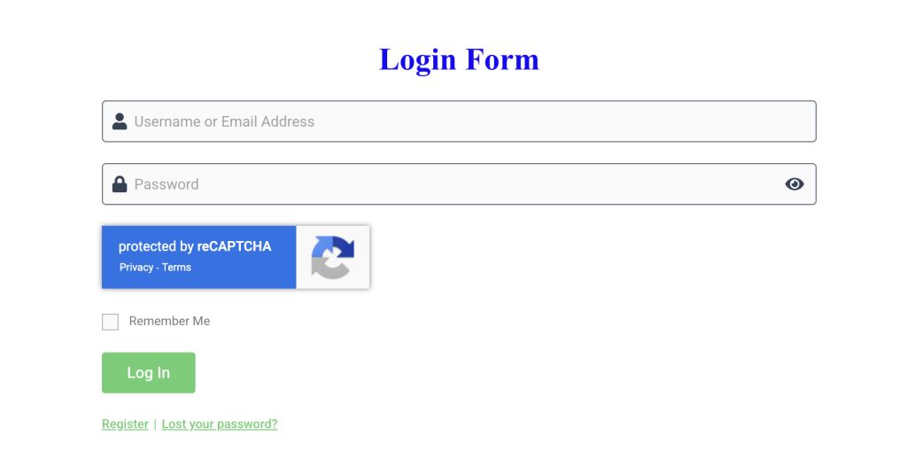 example of reCAPTCHA v3 inline in the login form