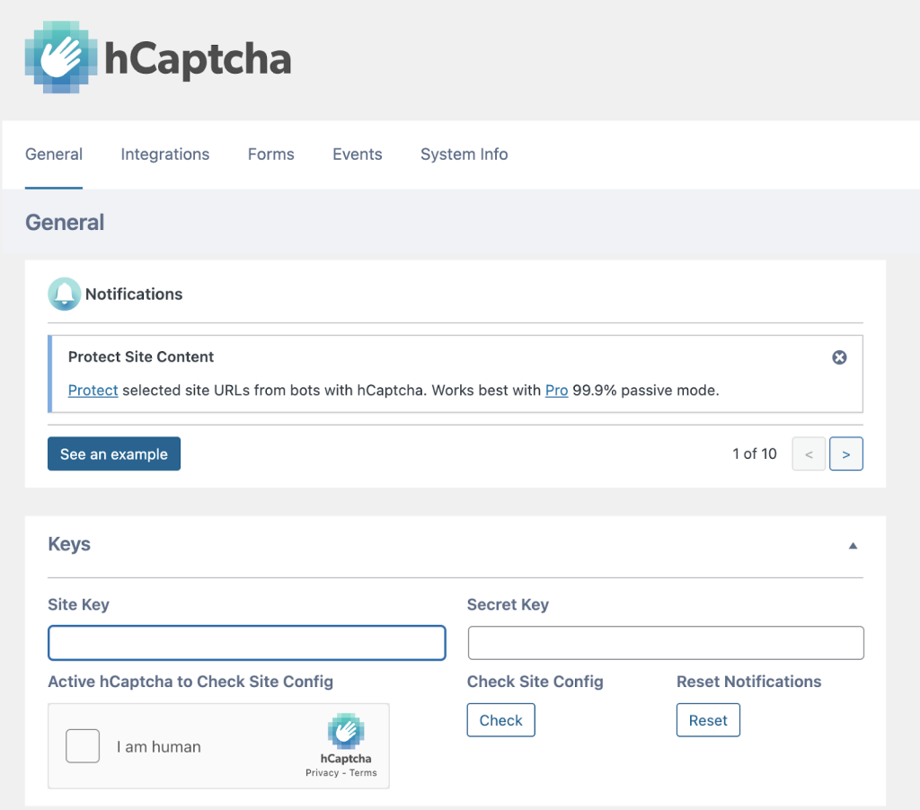 Configure hCaptcha Plugin