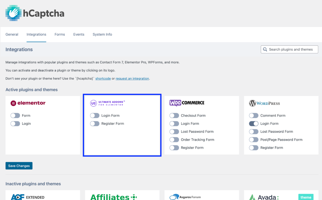 Enable Integration of hCaptcha with UAE Pro