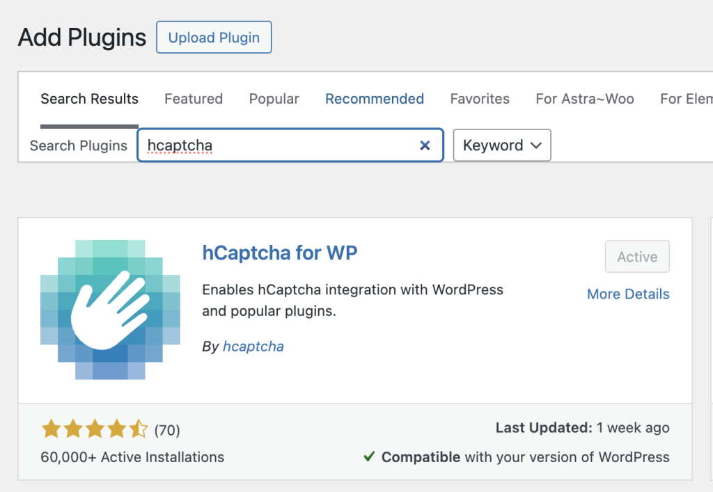 Install the hCaptcha Plugin